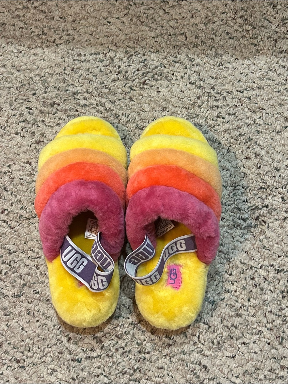 UGG Women's Rainbow Fluff Slide Slippers